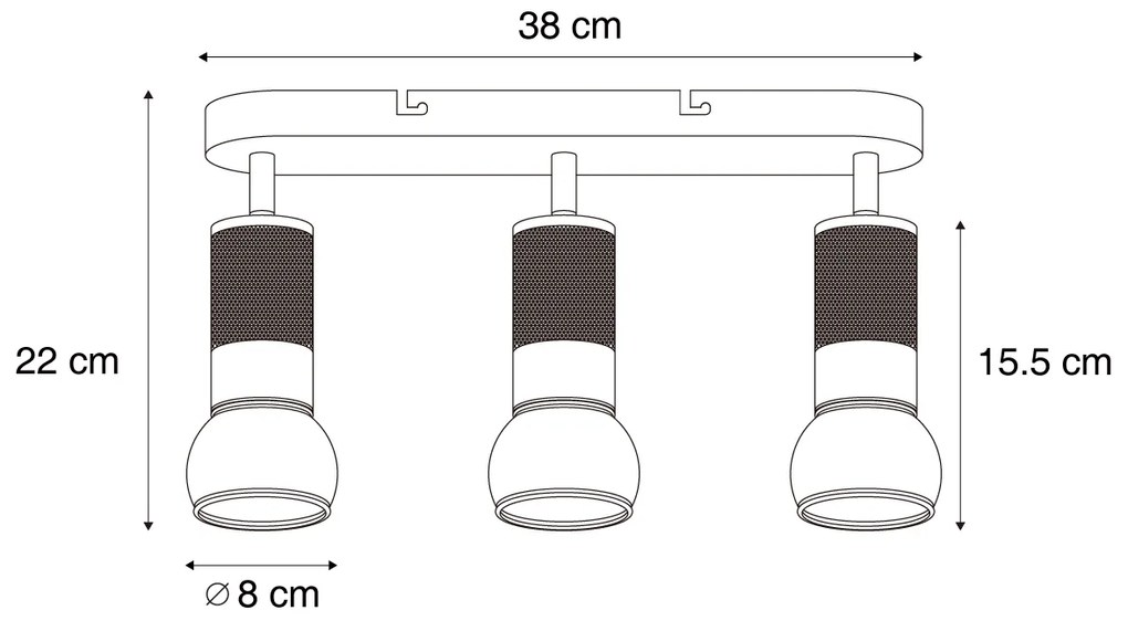 Faretto da soffitto arrotondato bronzo scuro 3 luci regolabile - Veerle