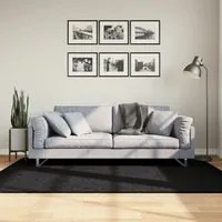 Tappeto Shaggy a Pelo Lungo Moderno Nero 140x200 cm 375279