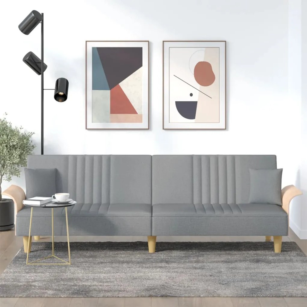 Divano Letto Con Braccioli Grigio Chiaro İn Tessuto /
