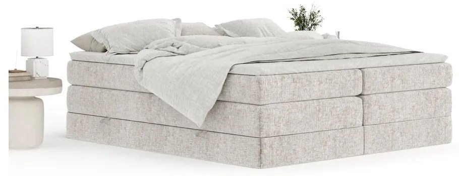 Letto boxspring beige con contenitore/senza testiera 140x200 cm Juniper – Maison de Rêve