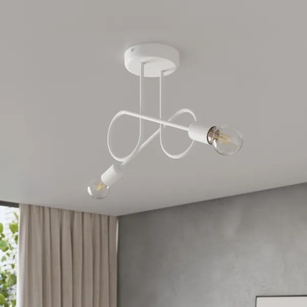 Sollux SL.1471 - Lampadario a plafone LOOP 2xE27/15W/230V bianco