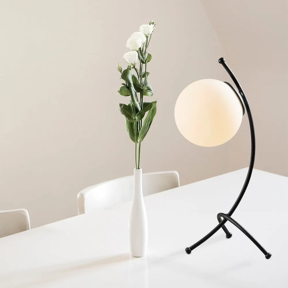 Lampada da tavolo bianca e nera con paralume in vetro (altezza totale 43 cm) Yay – Opviq lights
