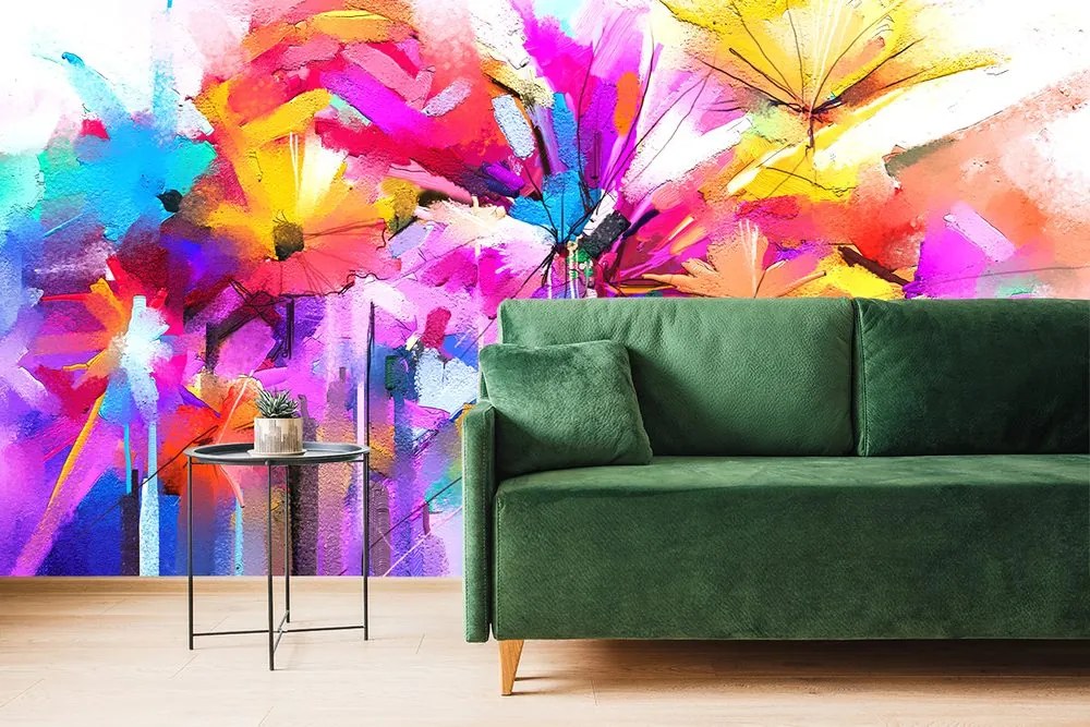Carta da parati – Fiori astratti colorati