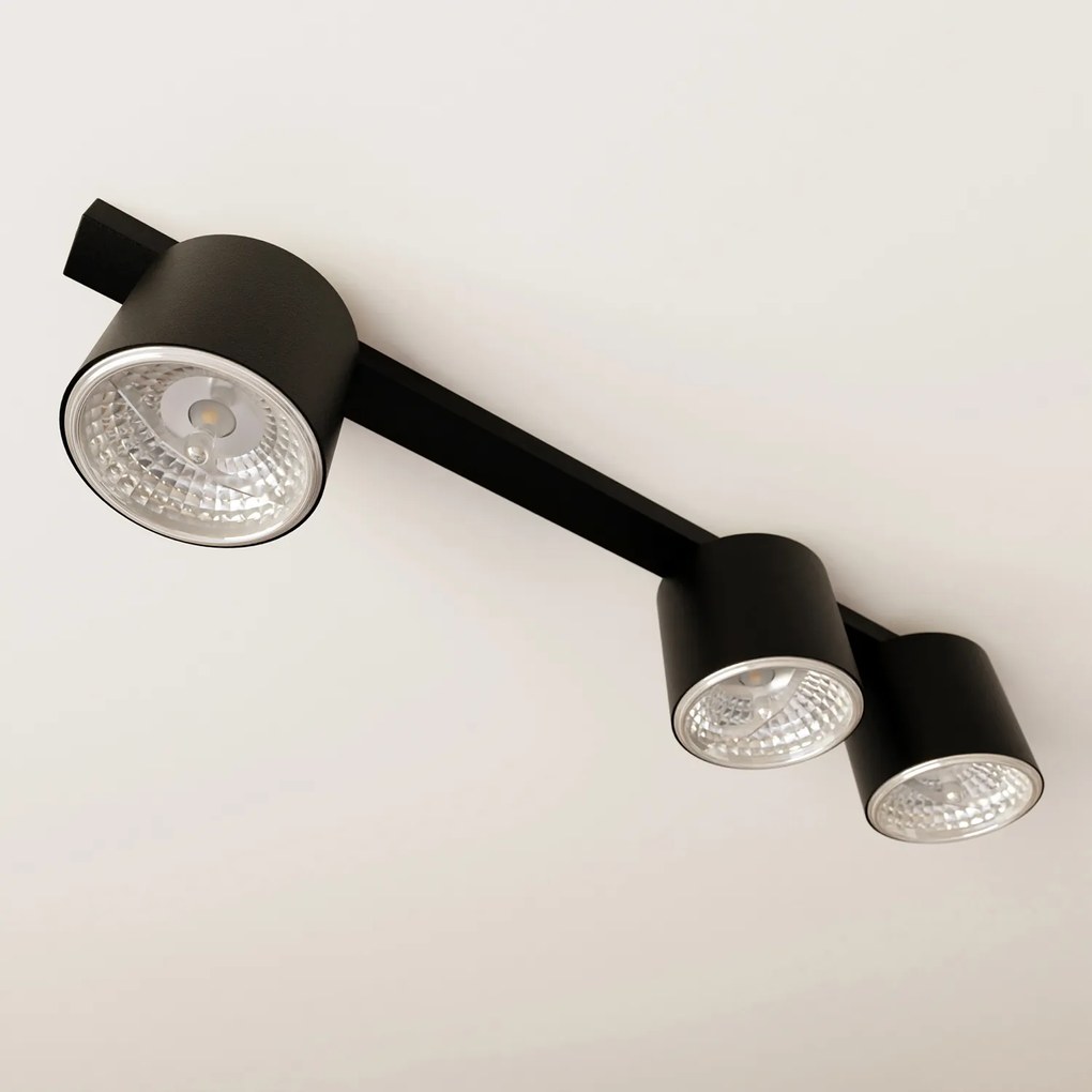 Plafoniera Moderna 3 Luci Faretti Ptah In Acciaio Nero