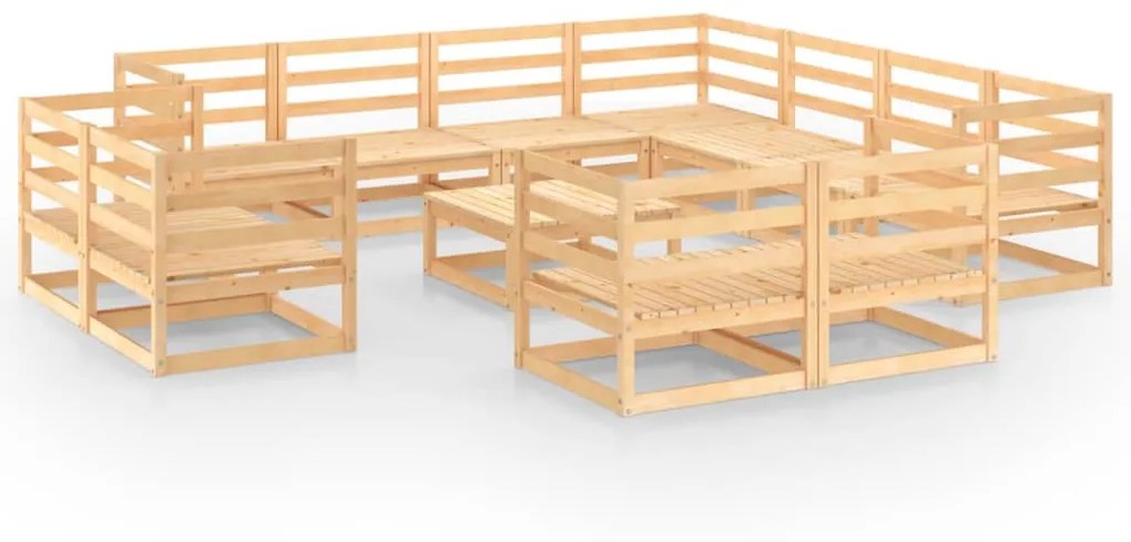 Set divani da giardino 12 pz in legno massello di pino