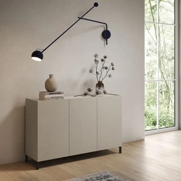 Madia in legno 130 cm a 3 ante e 2 vani con ripiani Grigio HARAS