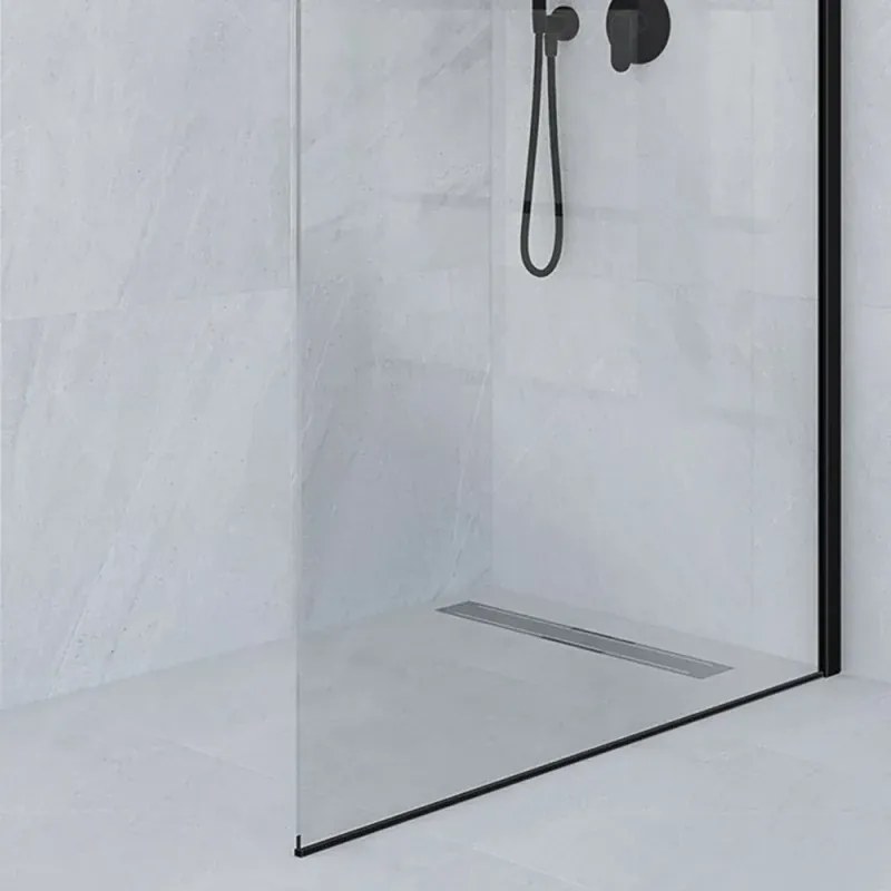 Doccia Walk-In 170 cm trasparente 6 mm profilo nero opaco H 200 cm Klug