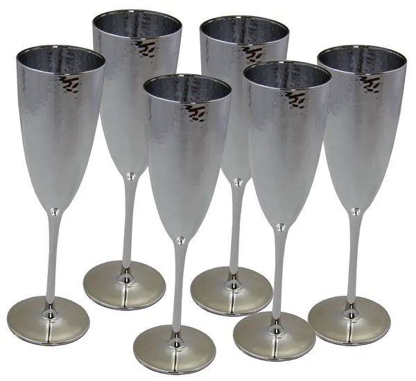 Royal Family- Set 6 Calici Champagne in Vetro Argento