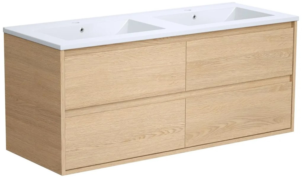 Mobile per bagno sospeso con lavabo da incasso 120 cm Placcatura rovere - MILIPAM