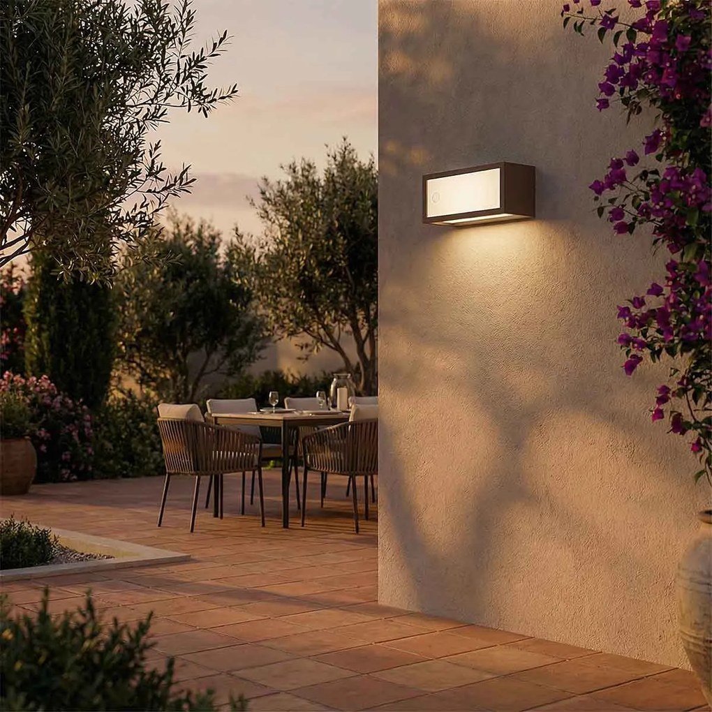 Applique con Sensore Movimento E27 IP65 FLUTE per esterno - Corten