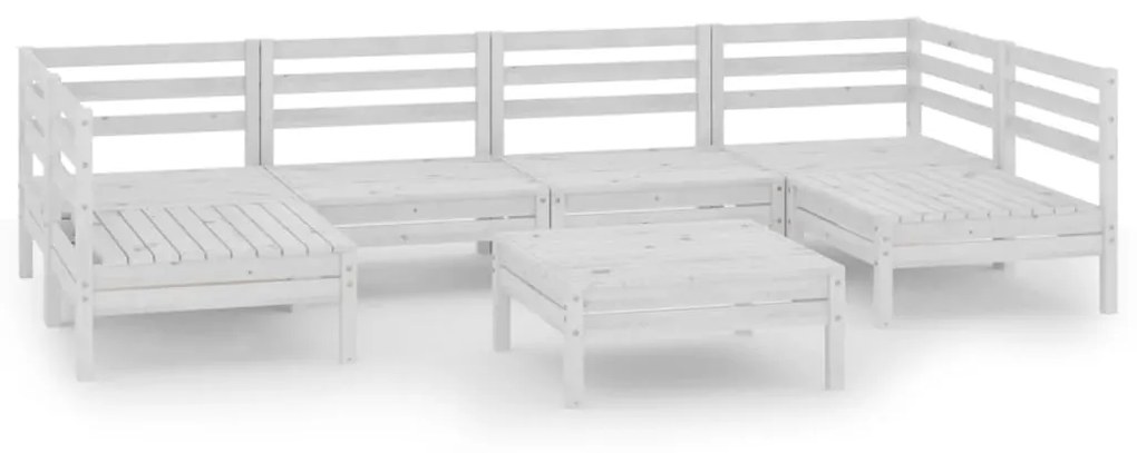 Set salotto da giardino 7 pz in legno massello di pino bianco