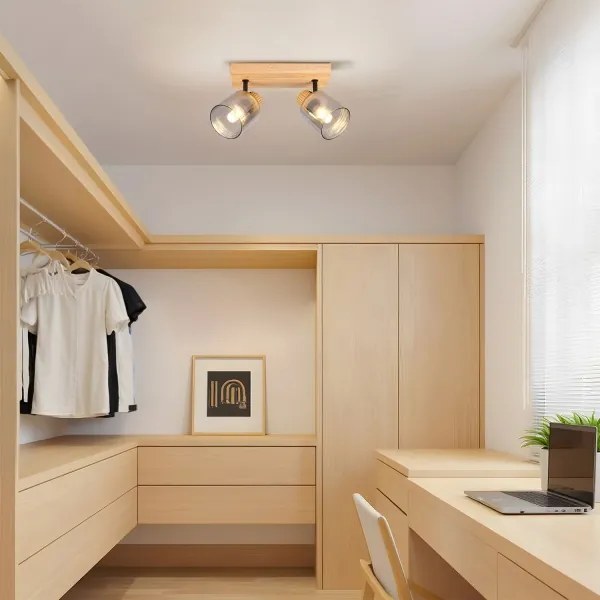 Brilagi - Faretto HYGGE 2xE14/15W/230V in legno di hevea, finitura fumé