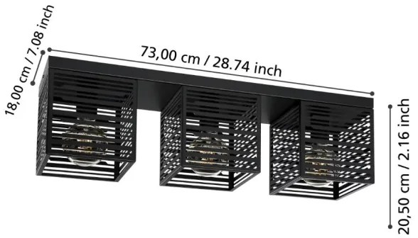 Eglo 900357 - Plafoniera PIEDRITAS 3xE27/40W/230V