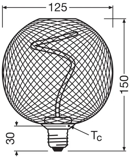 Lampadina LED dimmerabile DECOR FILAMENT G125 E27/3,5W/230V 1800K nero - Osram