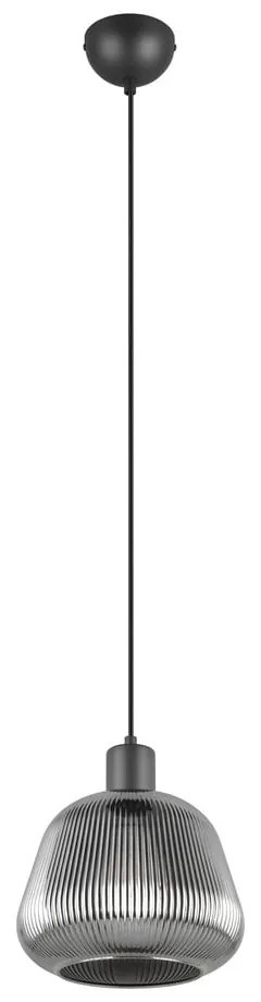 Lampadario nero con paralume in vetro ø 22 cm Tarifa - Trio