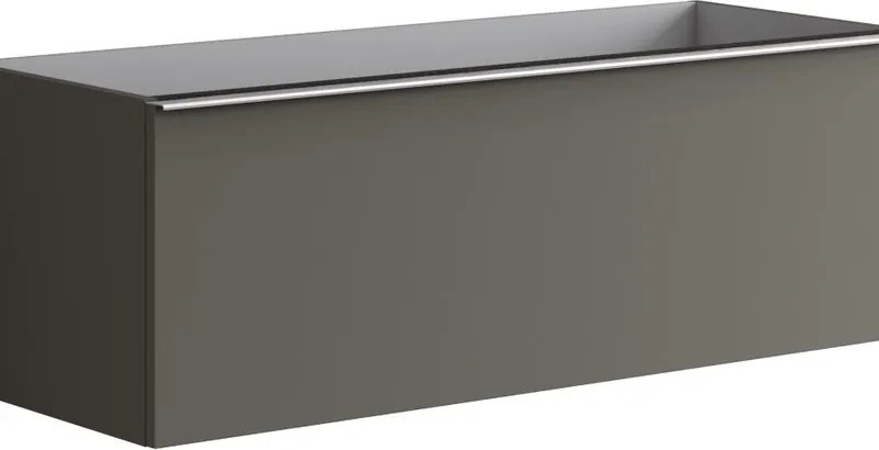 Mobile da bagno sospeso sotto lavabo Pixel plain 2 cassetti L 120 x H 40 x P 45.5 cm grigio carbone e maniglia alluminio brillante