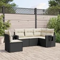 Set Divani da Giardino 5 pz con Cuscini in Polyrattan Nero 3220165