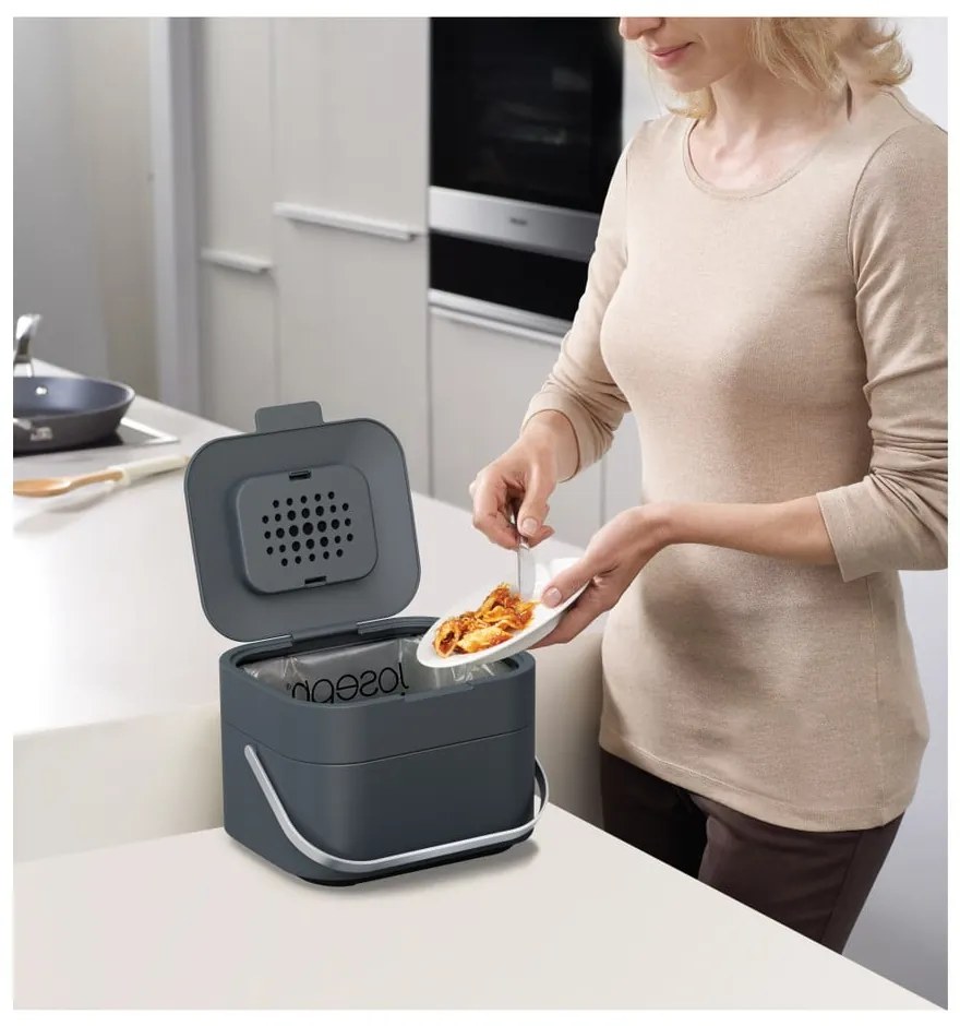 Contenitore grigio per rifiuti compostabili 4 l Intelligent Waste - Joseph Joseph