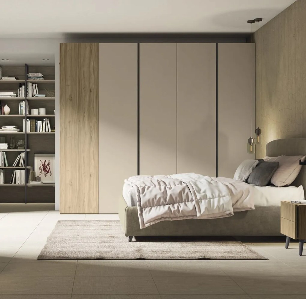 Armadio 4 ante battenti Lucy con libreria terminale linea Lotto disponibile in 21 colorazioni