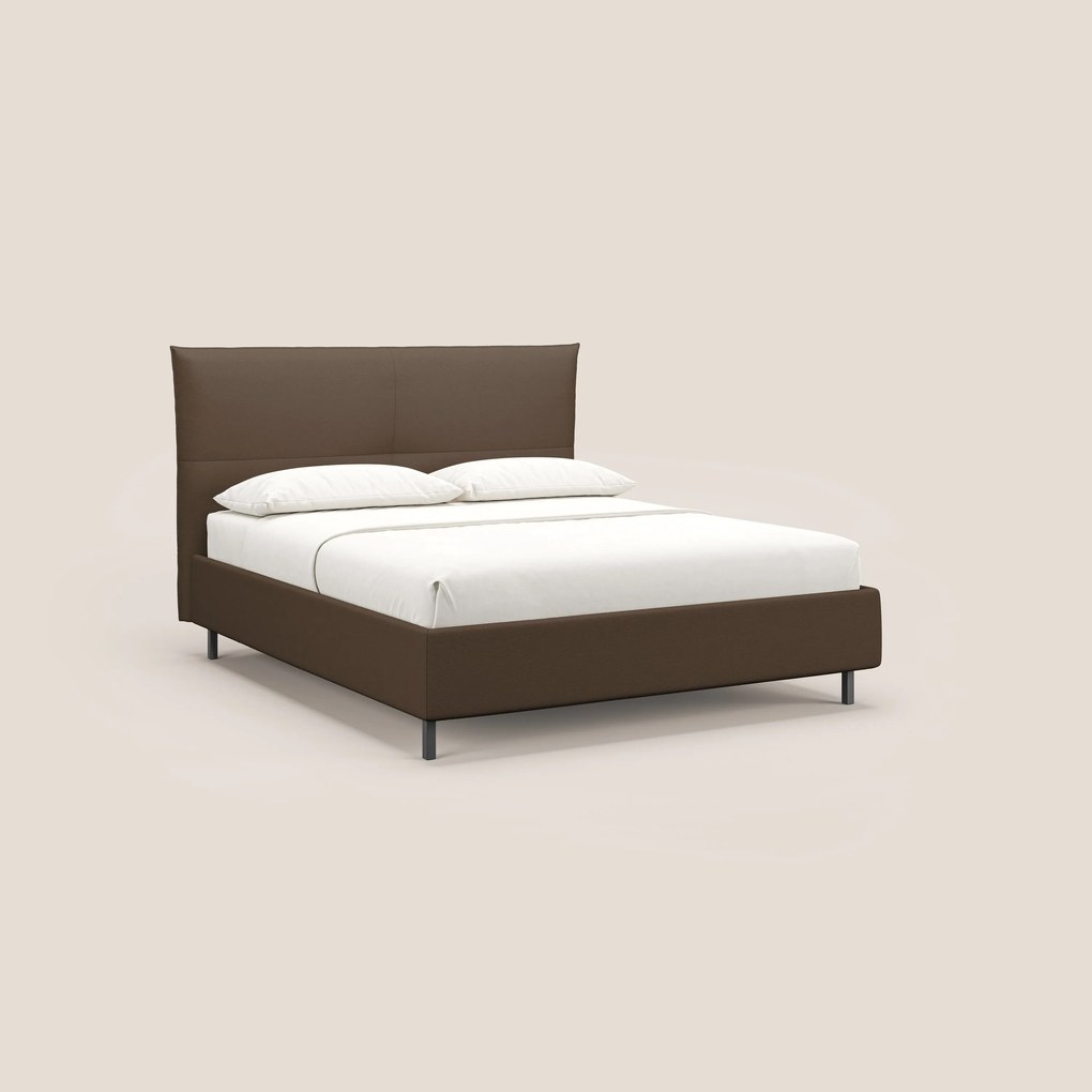 Izumi letto imbottito contenitore con piedi alti in tessuto smacchiabile T05 marrone