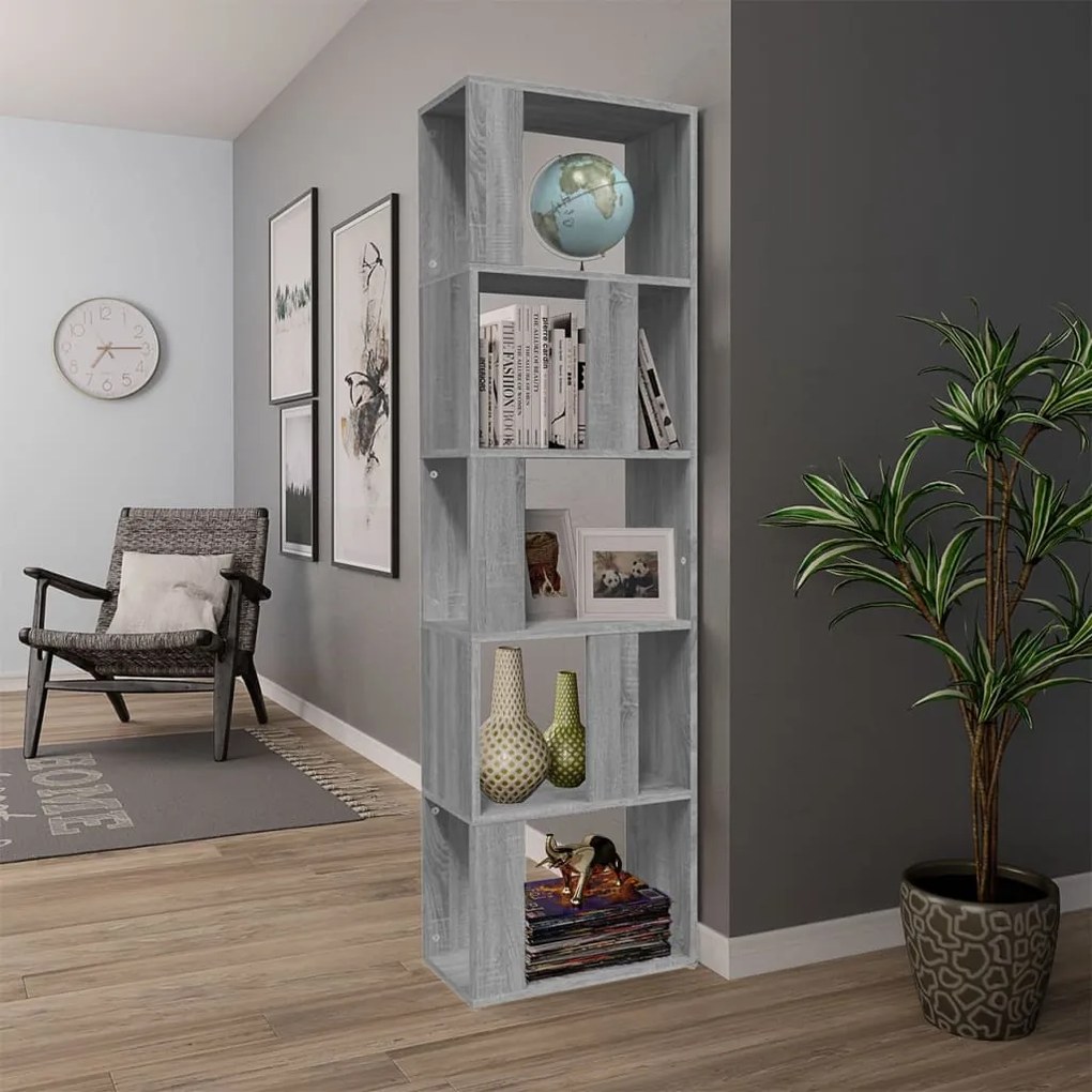 Libreria grigio sonoma 45x24x160 cm in legno multistrato