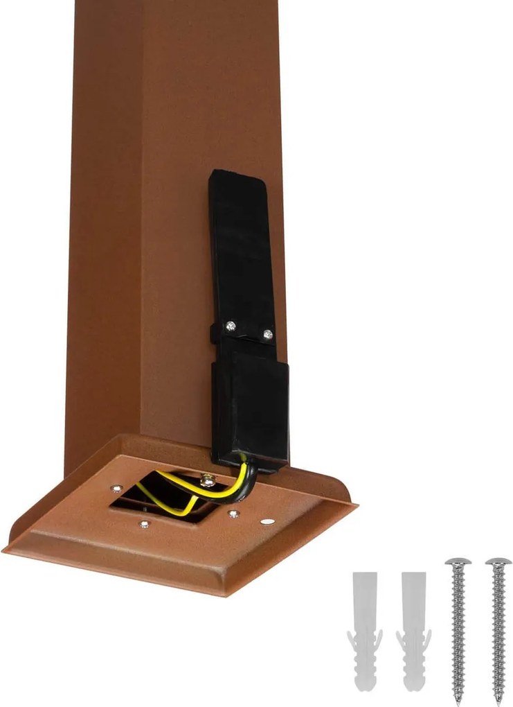 Paletto da Giardino 100cm Acciaio Inox CORTEN  IP54 Squadrato Base E27