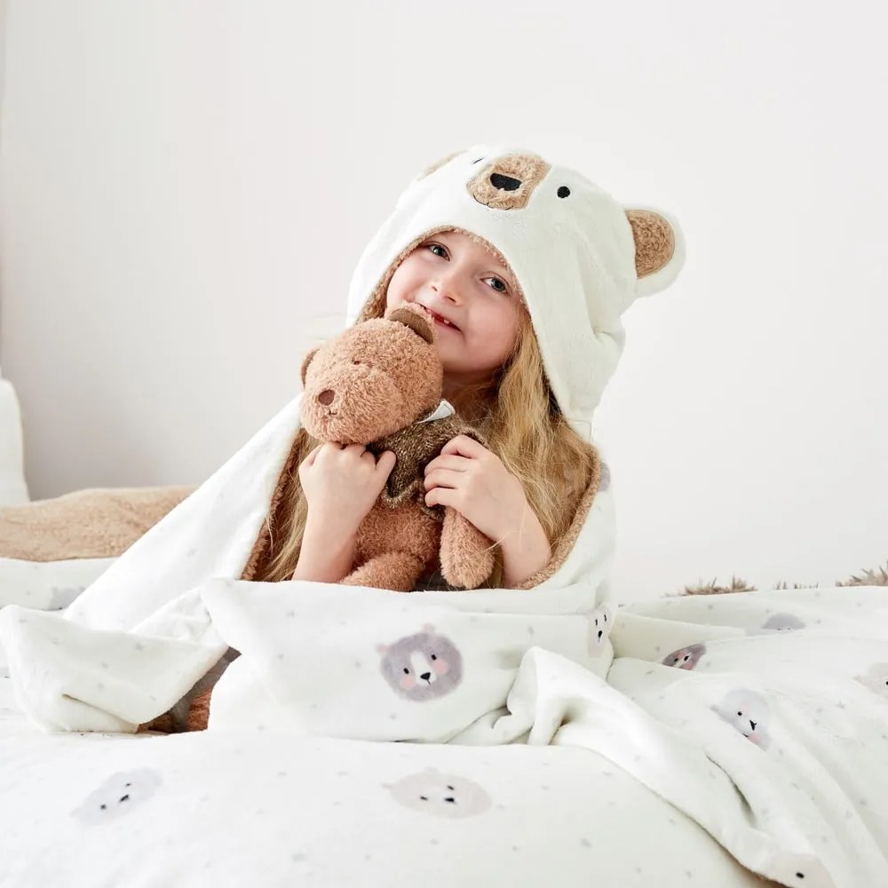 Coperta da bambini con cappuccio marrone e color crema in micropile 90x125 cm Cosy Bear – Catherine Lansfield