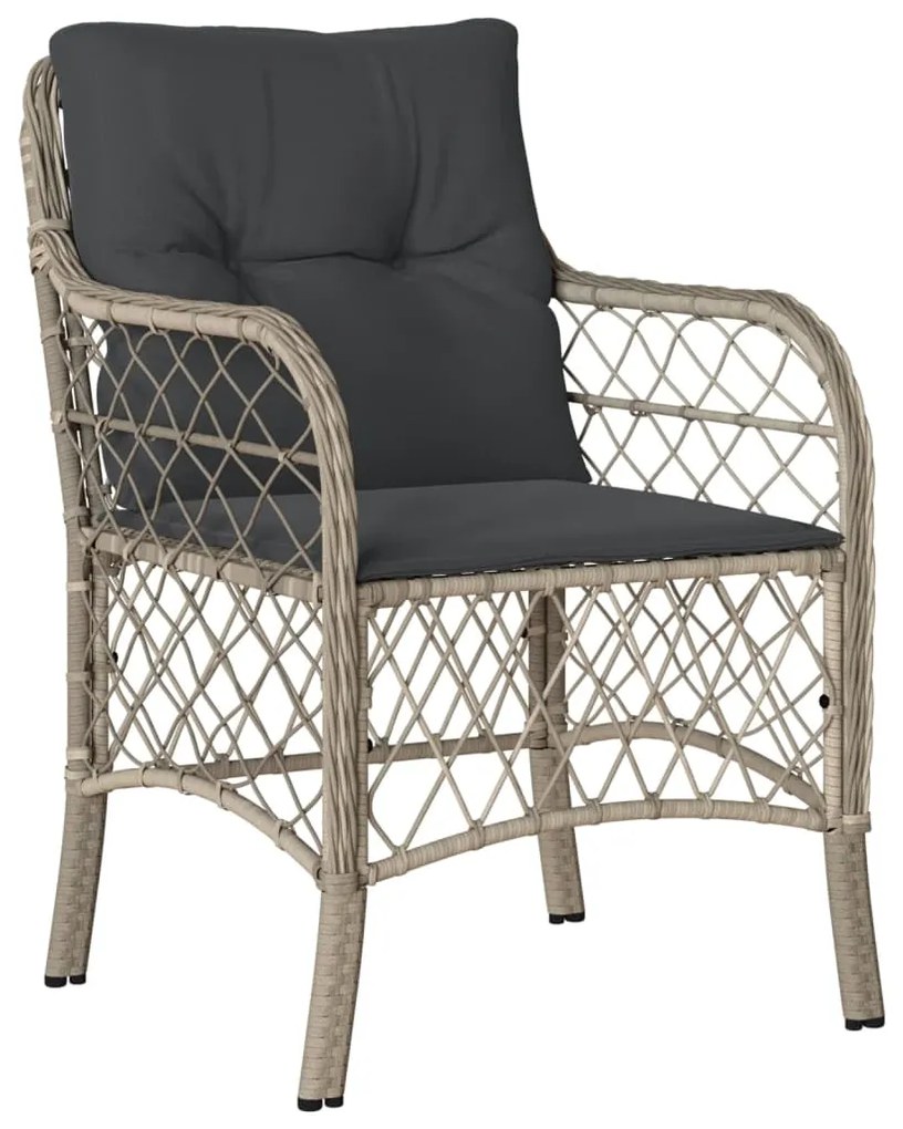 Set da bistrò 3 pz con cuscini grigio chiaro in polyrattan