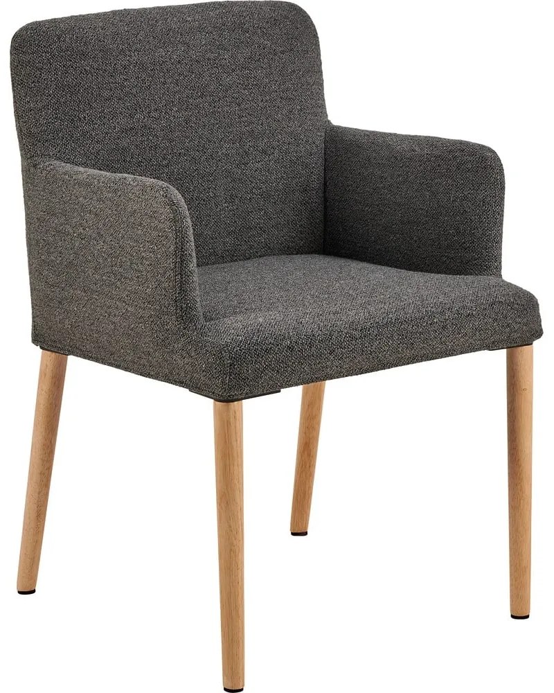 Sedia da pranzo grigia in imbottito con braccioli Zoe – Actona