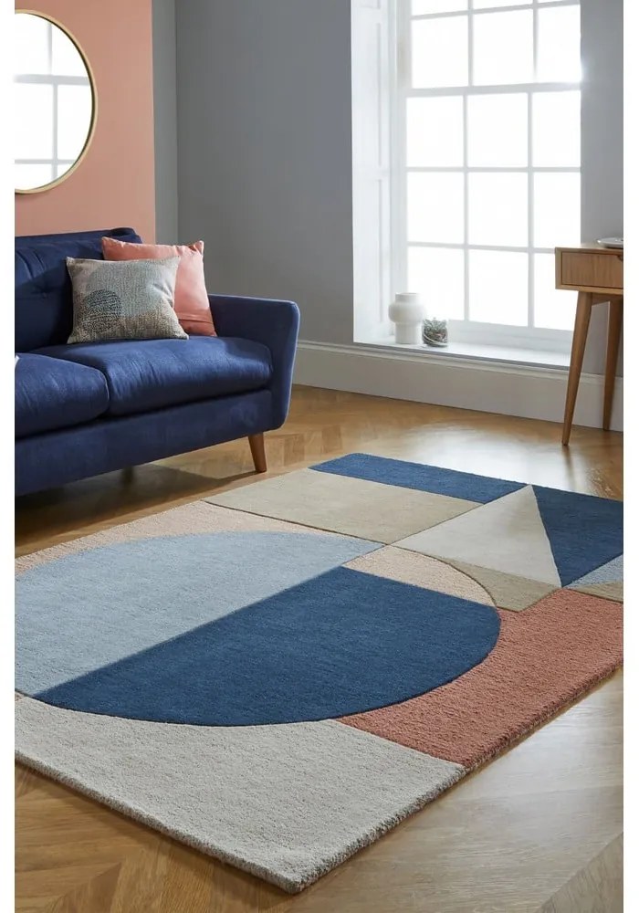 Tappeto in lana blu/marrone 120x170 cm Esrei - Flair Rugs