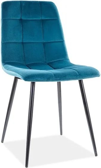 Sedia Mila in velluto turchese/nero Blu85
