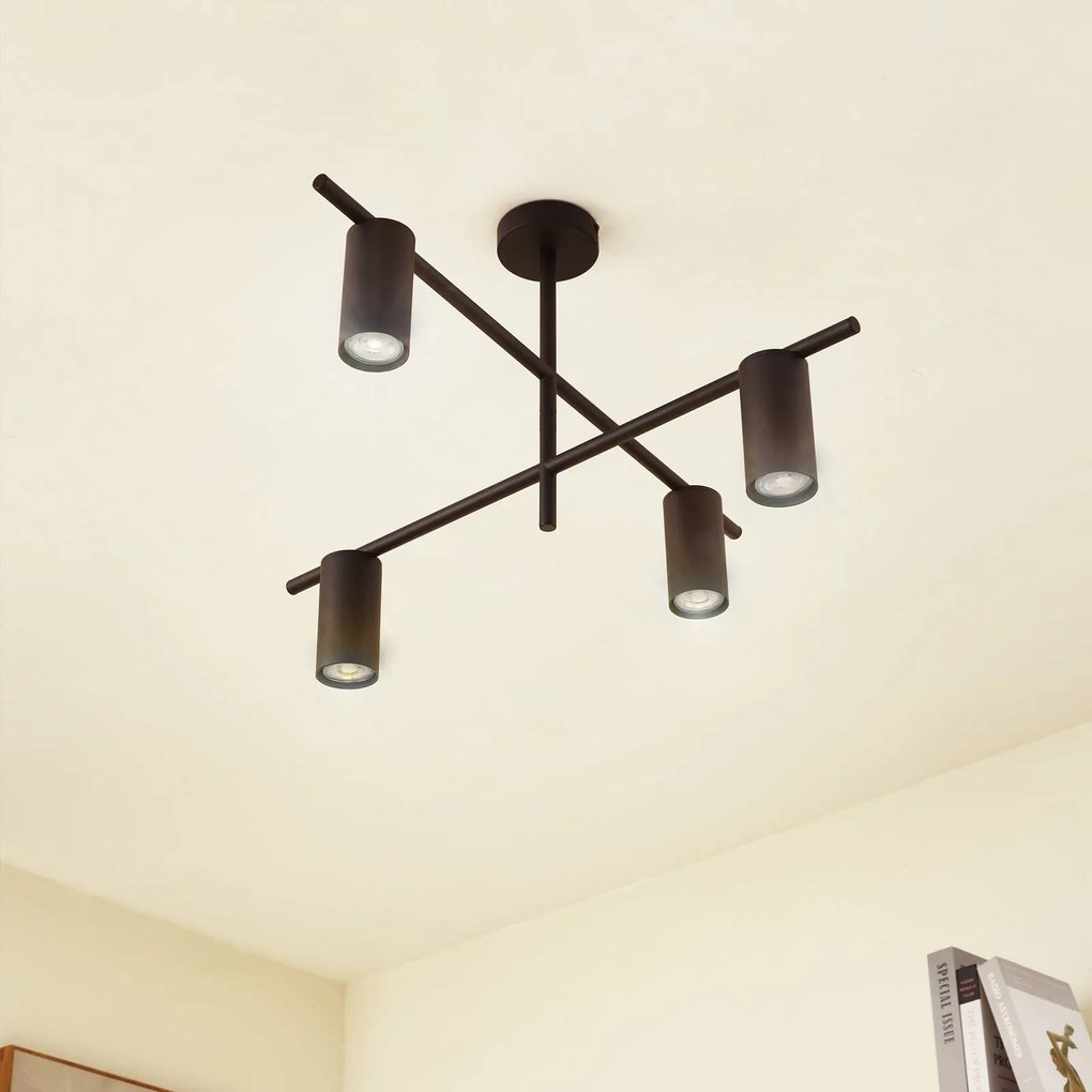 Plafoniera soffitto Marilou Lindby, dimmerabile, Nero, Soggiorno / Sala da pranzo, Metallo, Moderno, Plafoniera