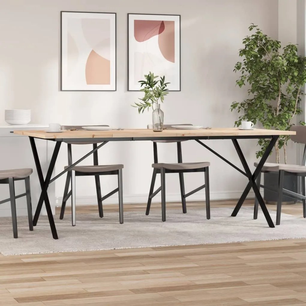 Tavolo Pranzo Telaio A X 200x100x75,5 Cm Legno Pino E Acciaio /