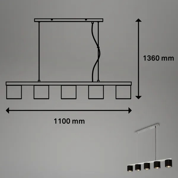 Briloner - Lampadario a sospensione con filo LURI 5xE14/25W/230V albero di caucciù