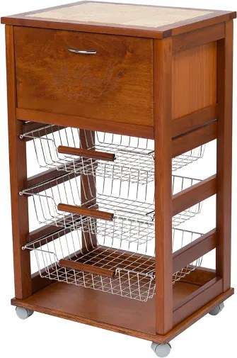 Carrello cucina portafrutta con portapane NOCE