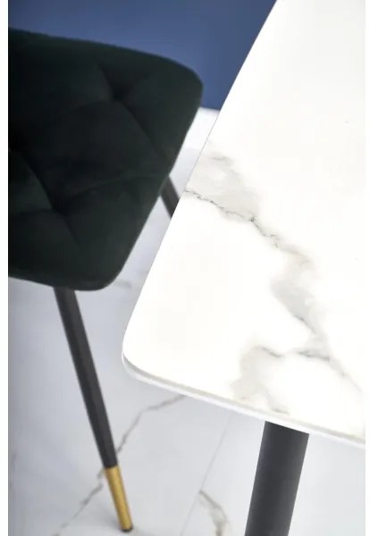 Tavolo da pranzo ALARA, finitura effetto marmo bianco/nero