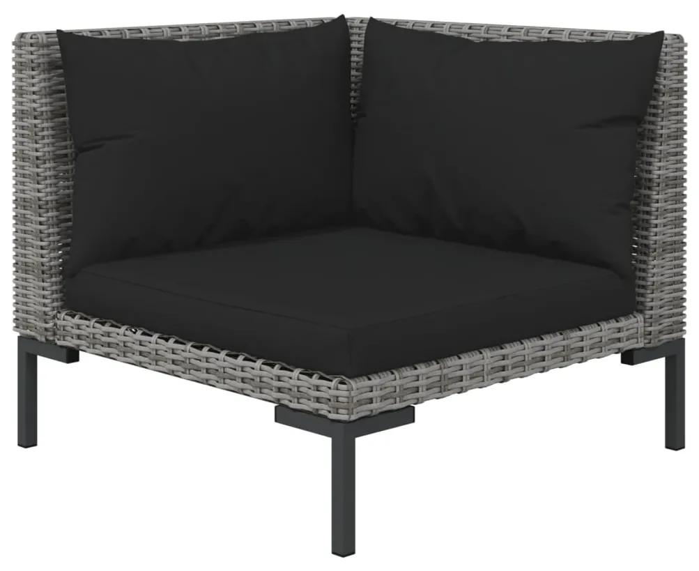 Set divani da giardino 9pz con cuscini polyrattan grigio scuro