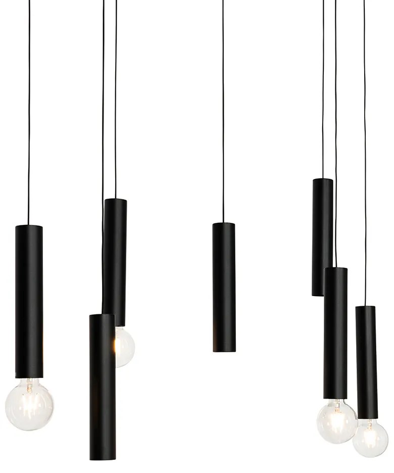 Lampada a sospensione di design ovale nera 7 luci - Tuba