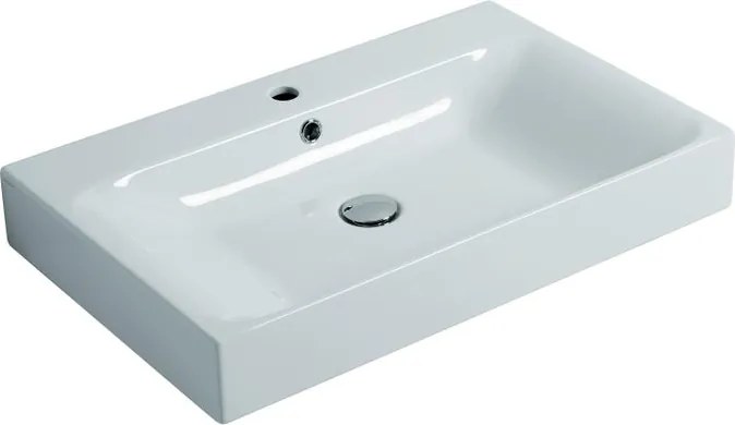 Lavabo sospeso rettangolare Cento 70cm H 10 x P 45 cm in ceramica bianco