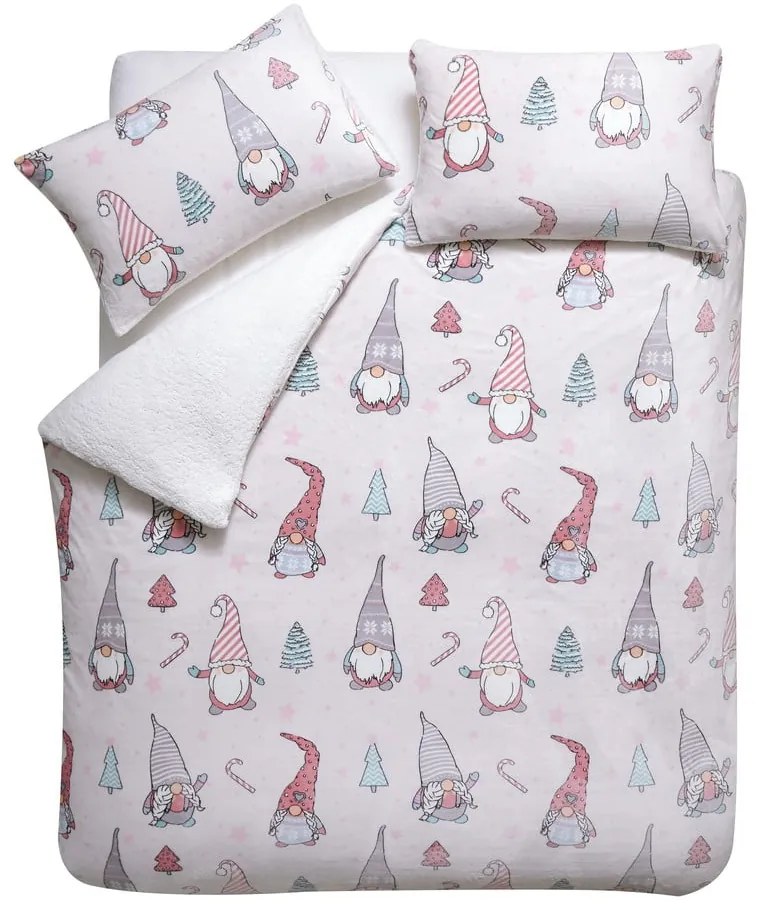 Set copripiumino e federa rosa chiaro in micropile per letto singolo 135x200 cm Festive Gnomes – Catherine Lansfield
