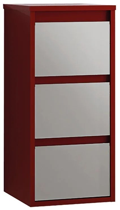 Base per mobile bagno Loto 3 cassetti P 35 x L 35 x H 76 cm laccato lucido rosso vetro