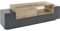 Mobile porta TV Dlodrin, Credenza bassa da soggiorno, Base porta TV, 100% Made in Italy, cm 160x45h51, Antracite e Acero