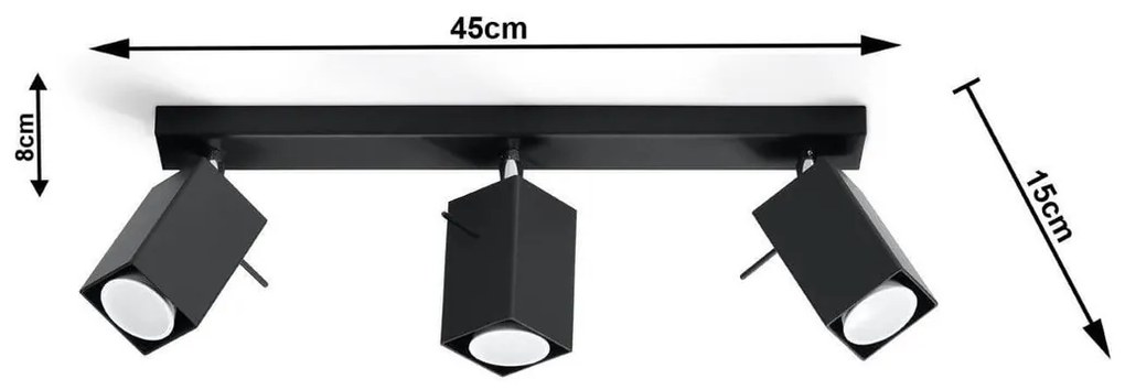 Plafoniera da Soffitto in Acciaio 3xGU10 MERIDA 3 Nera Orientabile