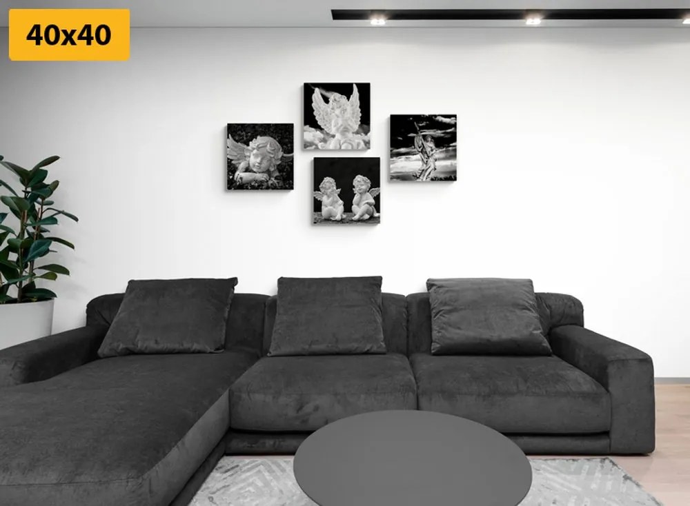 Set di quadri – Angioletti in bianco e nero