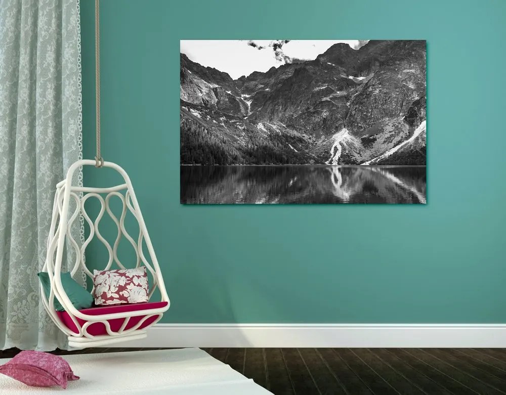 Stampa su tela – Morskie Oko nei Tatra in bianco e nero