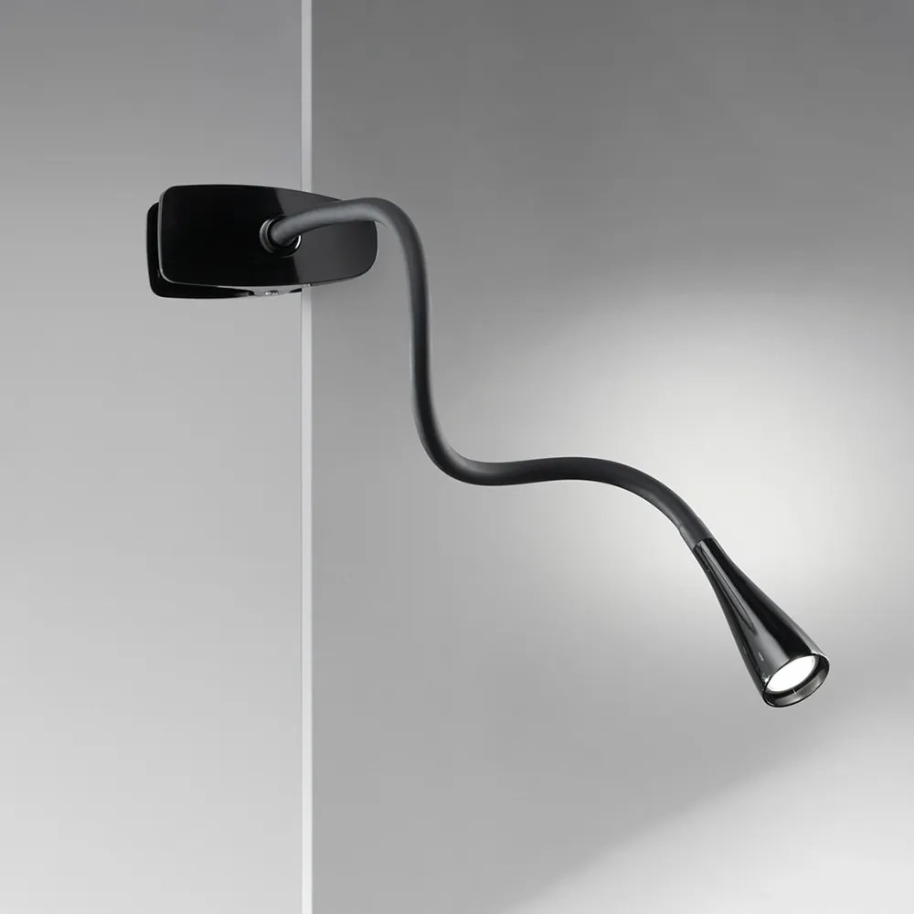Lampada Da Scrivania Contemporanea Clip Snake Acrilico Nero Led 3W 3000K