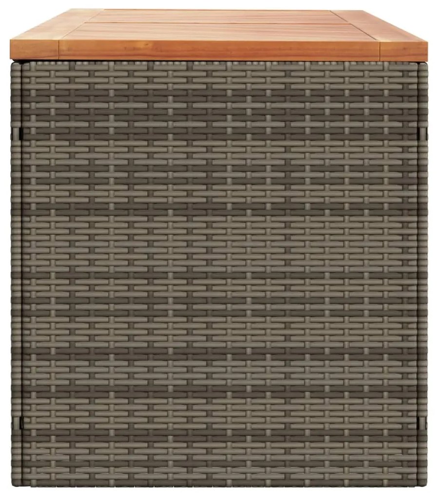 Contenitore giardino grigio 220x50x54cm polyrattan legno acacia