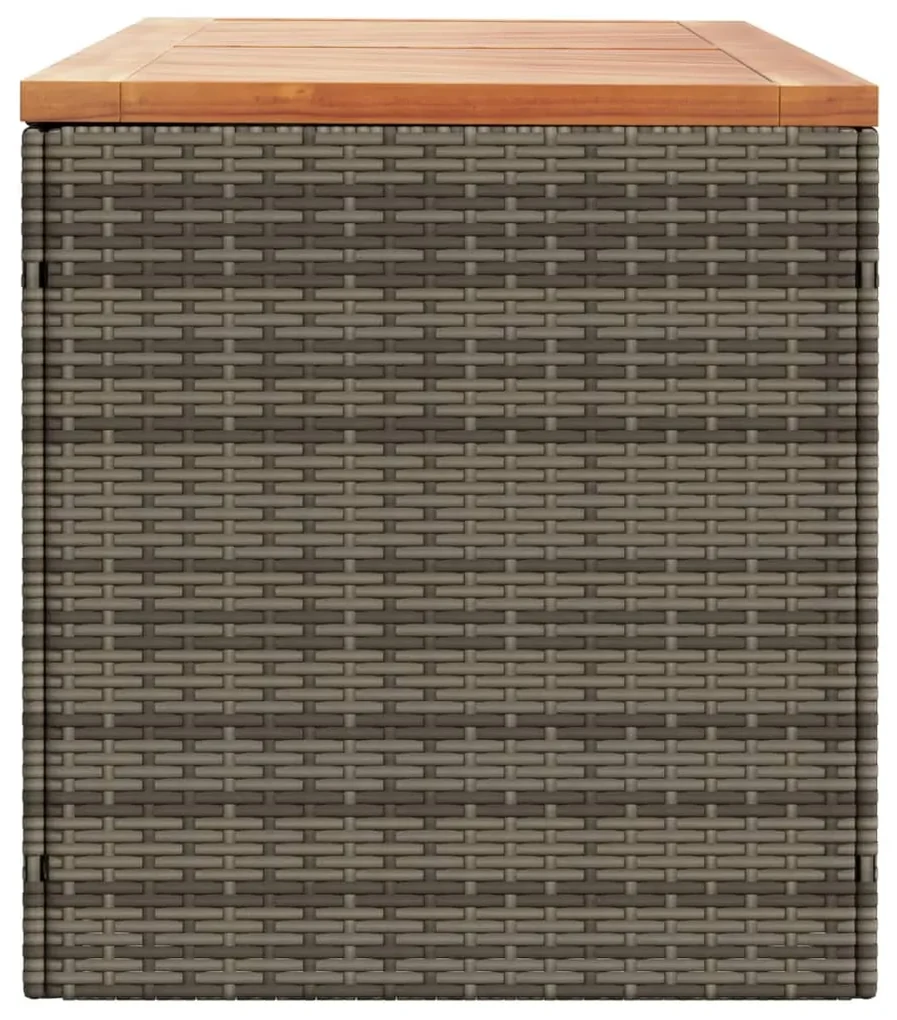 Contenitore giardino grigio 220x50x54cm polyrattan legno acacia