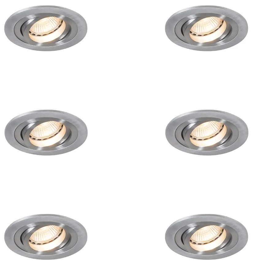 Set di 6 Faretti da Incasso Moderni in Acciaio - Rondoo