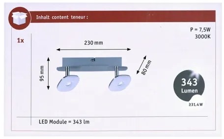 Paulmann 66651 - Luce Spot a LED SQUARELENSE 2xLED/3,2W/230V